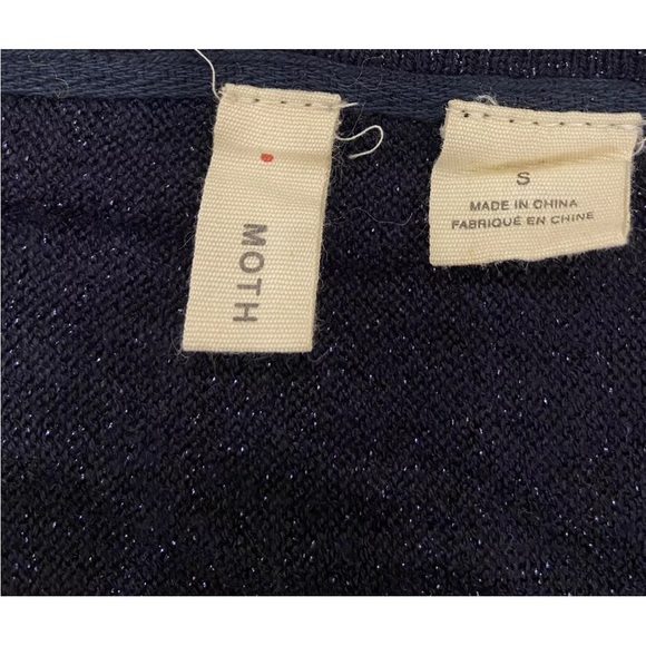 Anthropologie Moth Women’s Sweater Blue Metallic Asymmetrical Hem Size S - Picture 4 of 7